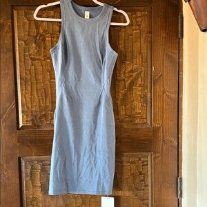 Sleeveless Blue Ribbed Dress